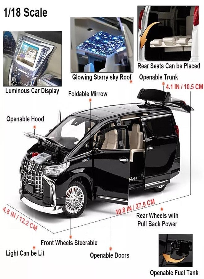 BlackZone Compatible for 1/18 Big Toyota Alphard Toy Car Metal Pull Back Diecast Car with Openable Door, Sound and Lights, Vehicles Toys for Gift Boys and Girls (White,1:18 Large) - Image 3